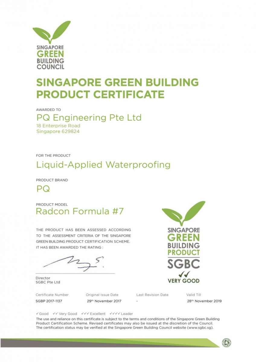 Singapore Green Label Approval Radcrete